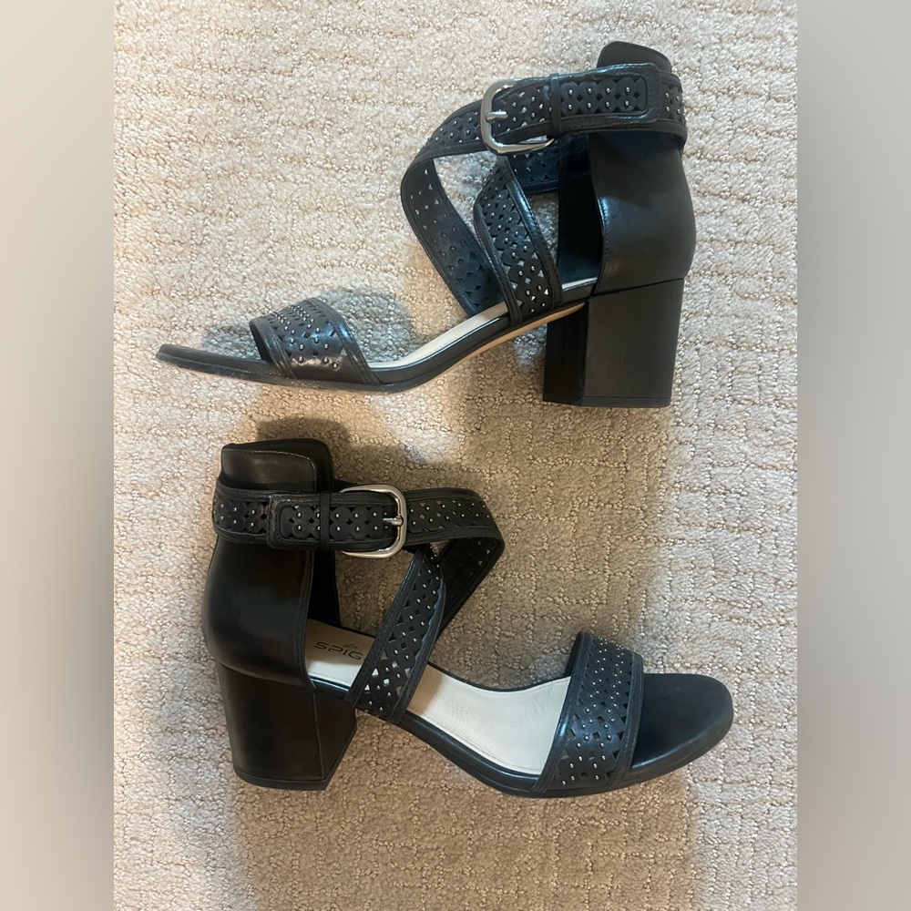 Via Spiga Black Studded Heeled Sandals